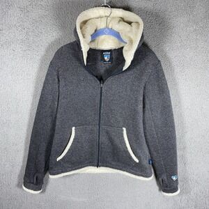 Kuhls Women's Sz Medium Gray Alpaca Fleece Hoodie Jacket Outdoor Camping